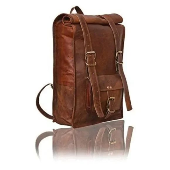 New Handmade Goat Leather backpack 15 inch - Picture 2 of 10